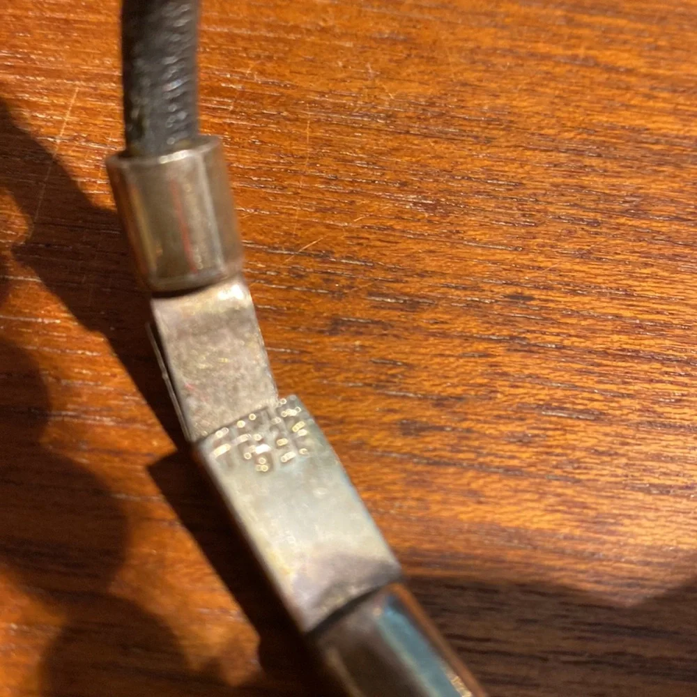 Black leather and sterling silver bead bracelet - Picture 3 of 3